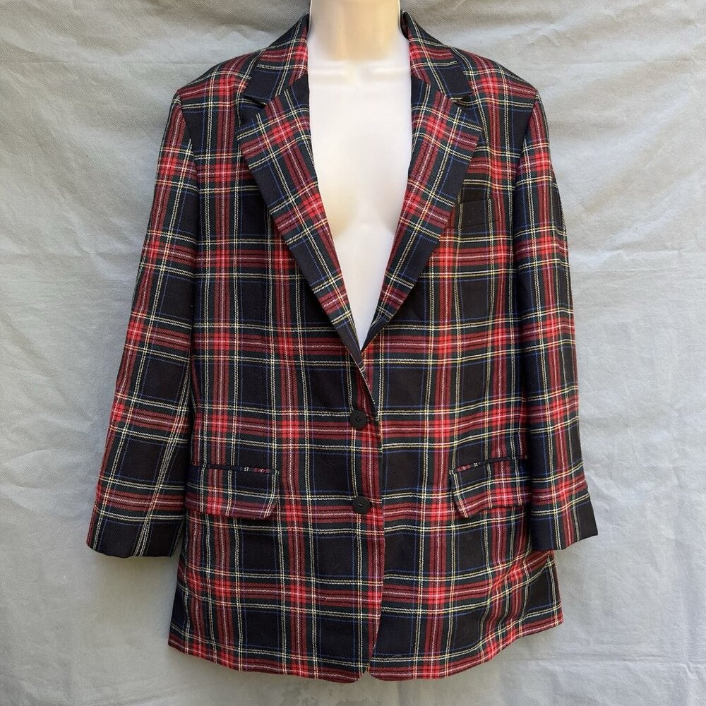 Classic Red Plaid Blazer - Women’s Suit Jacket